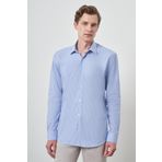 Erkek A. MAVİ Pamuk Trend Slim Fit Sert Yaka Gömlek