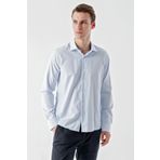 Erkek A. MAVİ Trend Baskılı Desenli İtalyan Yaka Slim Fit Gömlek