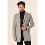 Erkek Açık Gri Kaşe Kaban Slim Fit | Agustini - 58