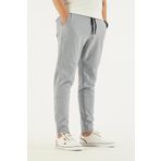 Erkek Açık Gri Yandan Cepli Beli Lastikli Bağcıklı Bilek Paça Slimfit Dar Kesim Jogger Pantolon