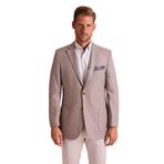 Erkek Açık Kahverengi Slim Fit Desenli Spor Keten Ceket