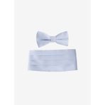 Erkek Açık Mavi %100 Keten Papyon & Kuşak Set