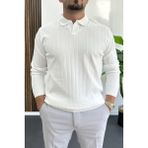 Erkek Açık Yaka Normal Kalıp Kazak Beyaz EDW412