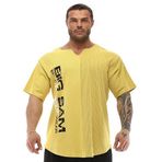 Erkek Aktif Tişört Geniş Kesim Rag Üst, Sarı, 3XL