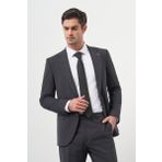 Erkek Antrasit Slim Fit Mono Yaka Yün Takım Elbise
