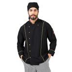 Erkek Aşçı Ceket 01 - Siyah-Sarı Biye