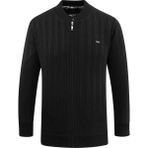 Erkek Astarlı Triko Mevsimlik Mont Hakim Yaka Çelik Örgü Desenli Klasik Kalıp - 5209T - Siyah - 2XL