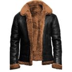 Erkek Aviator RAF B3 Gerçek Koyun Derisi Kırpma Suni Kürk Bomber Deri Ceket - F2 Aviator Pilot Uçan Deri Ceket - Hakiki Koyun Derisi Sahte Shearling Kürk Ceket Erkek, Gerçek Kürk Pas Kahverengi, XS