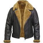 Erkek Aviator Shearling Koyun Derisi Hakiki Deri Suni Kürk Bomber Uçan Ceket - B3 Bomber Aviator WWII Hakiki Koyun Derisi Suni Kırkma Deri Ceket Erkek - RAF Aviator Uçan Gerçek Koyun Derisi Ceket, Doğal Kahverengi Koyun Derisi, XS