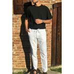 Erkek, Ayarlanabilir bel, Regular-Fit, Old Money Culture, Pamuklu, keten görünümlü pantolon 166-1 - Beyaz - 31