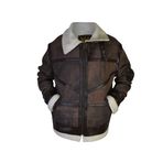 Erkek B3 Bomber Ceket Aviator Gerçek Koyun Derisi Sahte Kırpma Kürkü İki Ton Bomber Koyun Hakiki Deri Ceket - Kargo B3 Bomber Erkek Suni Kürk Kış Deri Ceket, Brwn 2, M