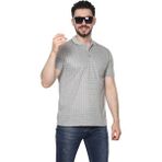 Erkek Baba ve Orta Yaş Penye Tişört Yakalı Cepli Jakarlı Kumaş Klasik Kesim - Bej - XL
