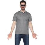Erkek Baba ve Orta Yaş Penye Tişört Yakalı Cepli Jakarlı Kumaş Klasik Kesim - Gri - 3XL