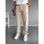 Erkek Baggy Fit Desenli Beli Lastikli Rahat Pantolon Bej