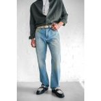 Erkek Baggy Fit Eskitilmiş Jean Pantolon Buz Mavi - 33