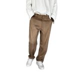 Erkek Baggy Geniş Kalıp Geniş Paça Süet Basic Pantolon Bej