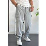 Erkek Baggy Kalıp Kargo Cepli Pantolon Gri Edw131