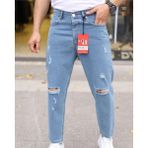 ERKEK BAGGY YIRTIKLI JEAN PANTOLON - 32 - Açık Mavi
