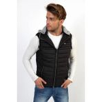 Erkek Bakır Çıkarılabilir Kapüşonlu Şişme Mont - Siyah - 3XL