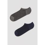Erkek Bambu 2li Sneaker Çorabı - 39 - 42 - Lacivert - Gri