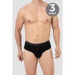 Erkek Bambu Slip Külot Düz Siyah 3'lü Paket - XL