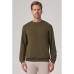 Erkek Basic Bisiklet Yaka Haki Sweatshirt