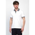 Erkek Basic Düz Kısa Kol Pudra Uzun Polo Yaka Tişört - Beyaz - 3XL