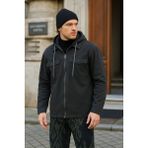 Erkek Basic Oversize Esnek Kapşonlu Füme Ceket - Antrasit - XL