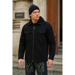 Erkek Basic Oversize Esnek Kapşonlu Siyah Ceket