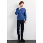 Erkek Basic Polo Yaka Ince Triko Kazak Indigo - M - İndigo