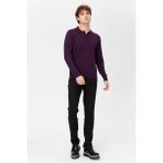 Erkek Basic Polo Yaka Ince Triko Kazak K.mor - 3XL