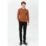 Erkek Basic Polo Yaka Ince Triko Kazak K.taba - XL