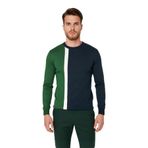 Erkek Basic Siluet Bisiklet Yaka Renk Bloklu Uzun Kollu Fitted Kalıp İntersia Triko Kazak Kaliteli -Yeşil-M