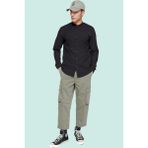 Erkek Basic Slim Fit Hakim Yaka Pamuklu Günlük Gömlek Hafta Sonu Yaz Aylarının Vazgeçilmezi - Siyah