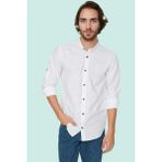 Erkek Basic Slim Fit Hakim Yaka Pamuklu Günlük Gömlek Hafta Sonu Yaz Aylarının Vazgeçilmezi - XS - Beyaz