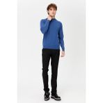 Erkek Basic Yarım Balıkçı Ince Triko Kazak Indigo - XL - İndigo