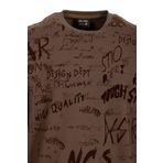 Erkek Baskılı Bisiklet Yaka Relaxed Fit 3 Iplik Pamuk Karışımlı Sweatshirt NCS JEANS 1615 VİZON M