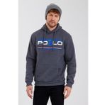 Erkek Baskılı Kapüşonlu 3 İplik Sweatshirt Antrasit