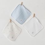 Erkek Bebek Ağiz Mendili 3 Parça Washcloths 20X20 - Standart - Mavi