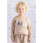 Erkek Bebek Baskı Nakış Detaylı Sweatshirt - Bej - 4 Yaş