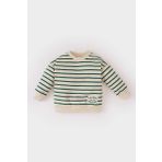 Erkek Bebek Bisiklet Yaka Çizgili Sweatshirt