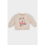 Erkek Bebek Bisiklet Yaka Yılbaşı Temalı Pelüş Sweatshirt