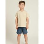 Erkek Bebek Cep Detaylı Basic T-Shirt - Bej - 12 - 18 Ay