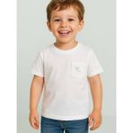 Erkek Bebek Cep Detaylı Basic T-Shirt - Beyaz - 2 Yaş
