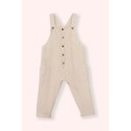 Erkek Bebek Düğme Detaylı Bej Salopet 6-12 Ay (68-74 cm)
