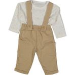 Erkek Bebek Ekru Kahve Ayıcık Baskılı Salopet Takım - 1013436 - 6 - 9 Ay