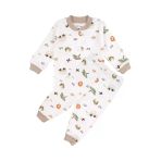 Erkek Bebek Ekru Otobüslü Hayvanlı Çıtçıtlı Pijama Takımı