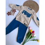 Erkek Bebek Eşofman Takımı - Açık Mavi - Bej - 9 - 12 Ay