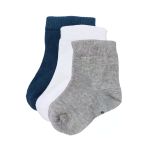 Erkek Bebek Gri Beyaz Laci Üçlü Çorap Set 12-18 Ay