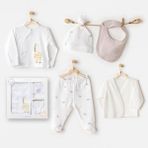 Erkek Bebek Hastane Çikişi 5 Pcs Newborn Set Little King AC25800 - 0 - 3 Ay - Beyaz